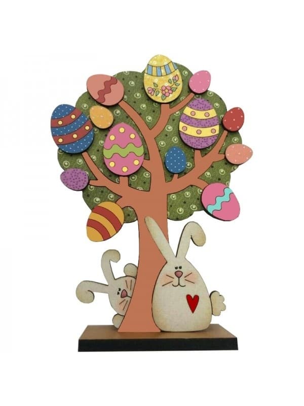 Easter Bunny Tree with Eggs Laser Cut Vector File