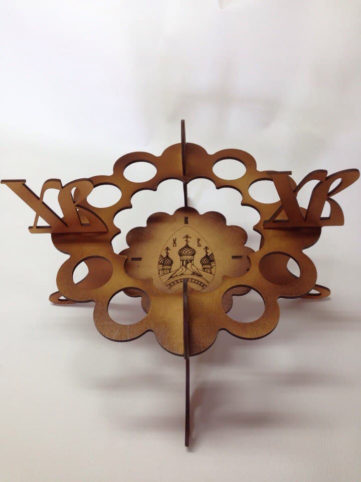 Easter Egg Stand with Religious Symbols Vector for Laser Cut