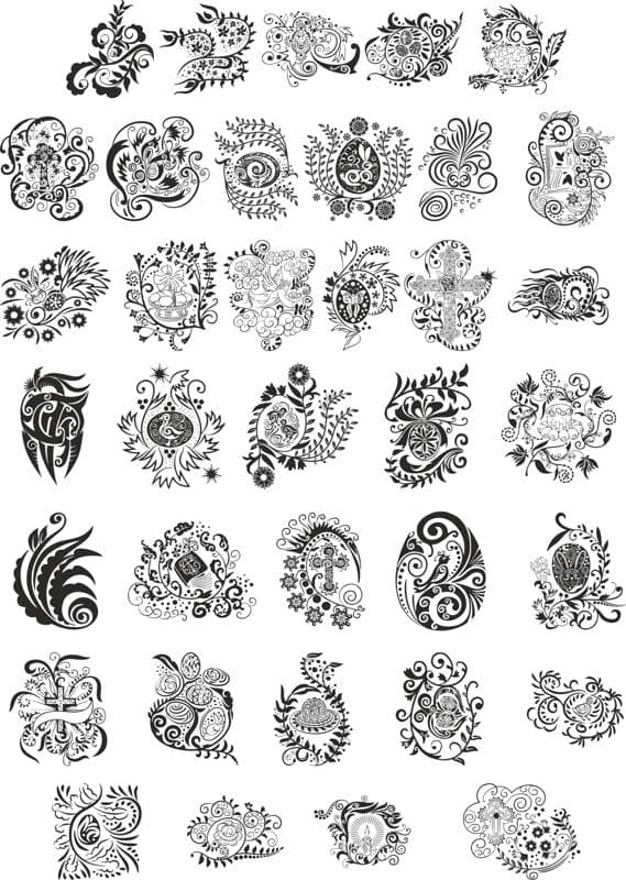 Easter Floral Ornaments Collection Vector Files for Laser Cutting