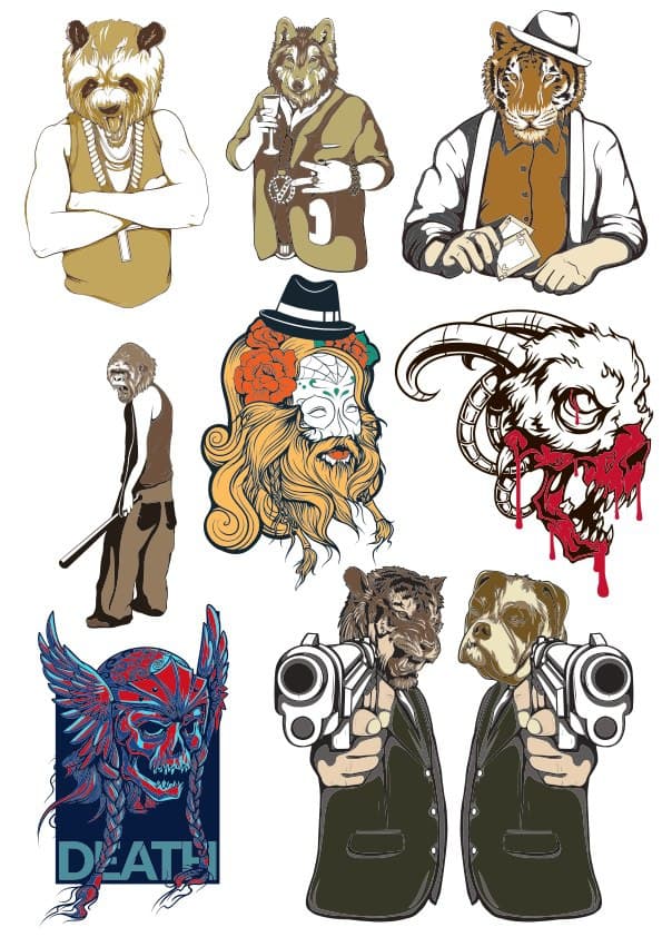 Edgy Animal Streetwear Character Vector Pack (CDR Format)