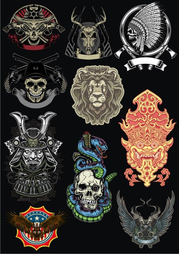 Edgy Skull and Warrior Emblem Vector Collection for Laser Cutting