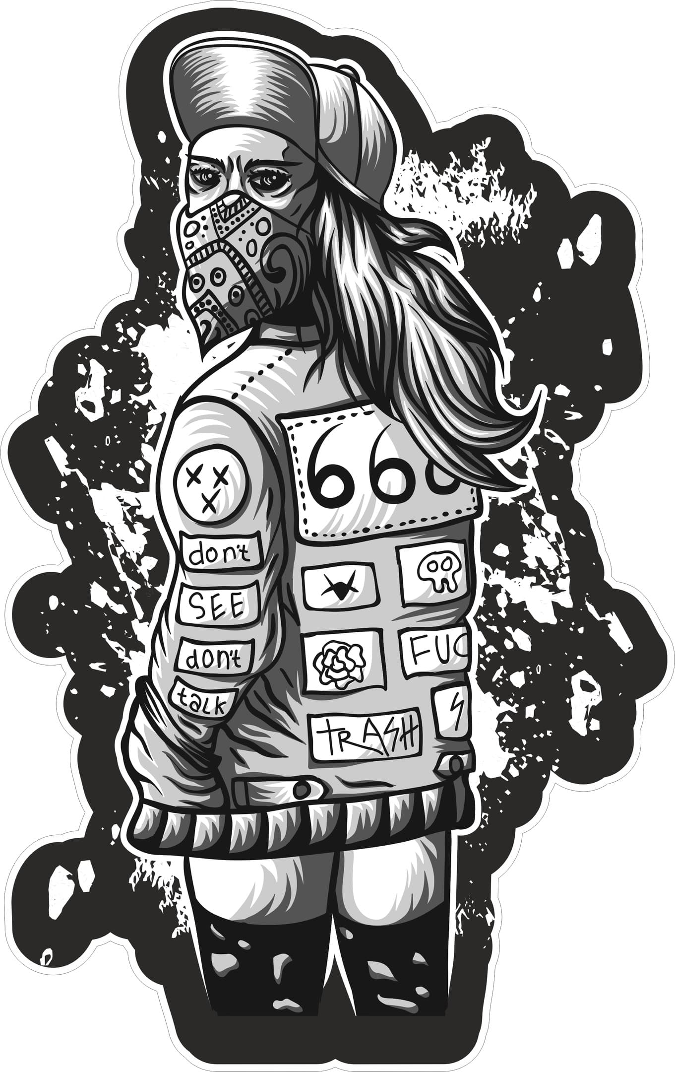 Diseño Vectorial de Sticker de Chica Estilo Streetwear