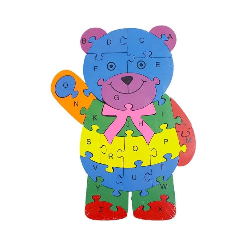 Educational Bear Alphabet Jigsaw Puzzle Vector File (SVG, DXF)