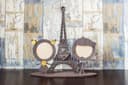 Marco de Fotos Doble Torre Eiffel Vector para Corte Láser