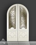 Elegant Arched Double Door Decorative Grill Vector DWG