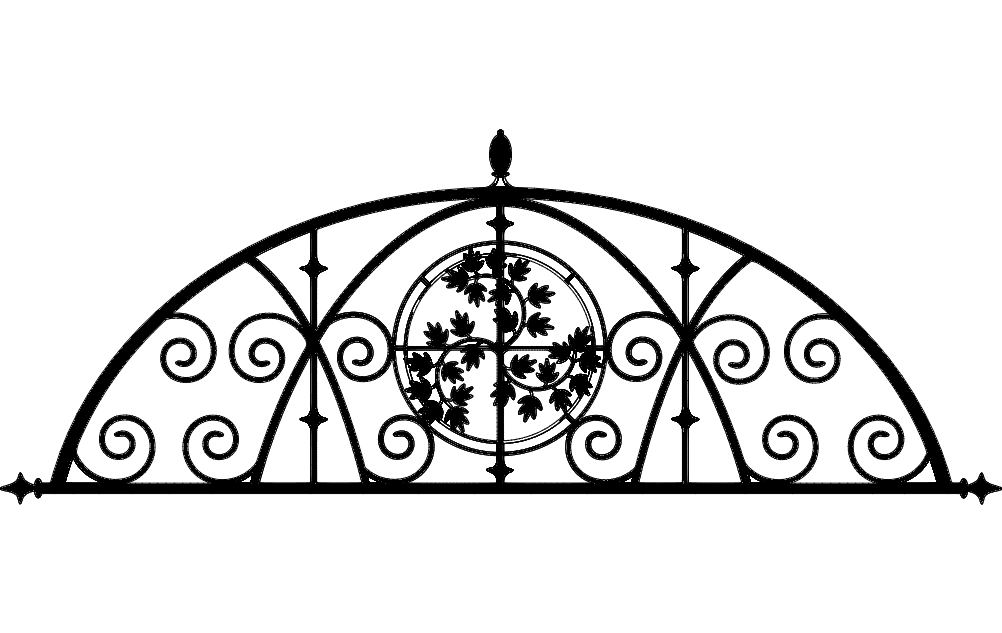 Elegant Arched Ironwork Panel Decorative DXF Vector File