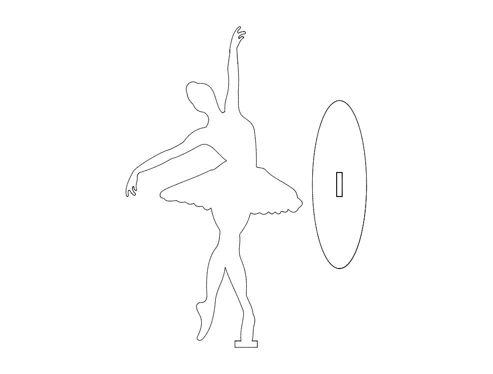 Elegant Ballet Dancer Standing Silhouette Vector DXF File