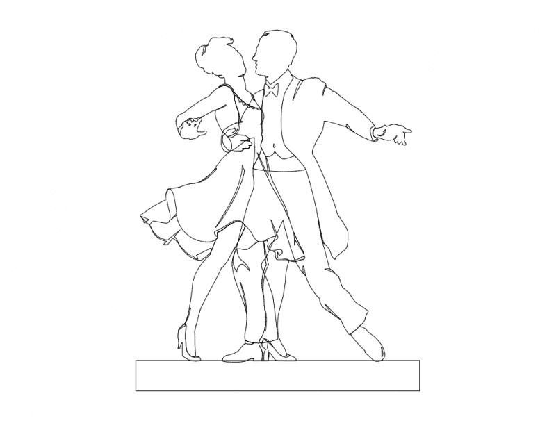 Elegant Ballroom Dancers Vector Design for Laser Cutting DXF