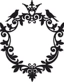 Marco Floral Elegante con Pájaros y Corona para Corte Láser