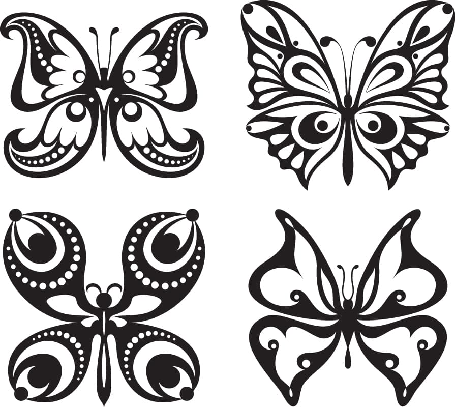 Elegant Butterfly Silhouettes Set Vector Files for Laser Cutting