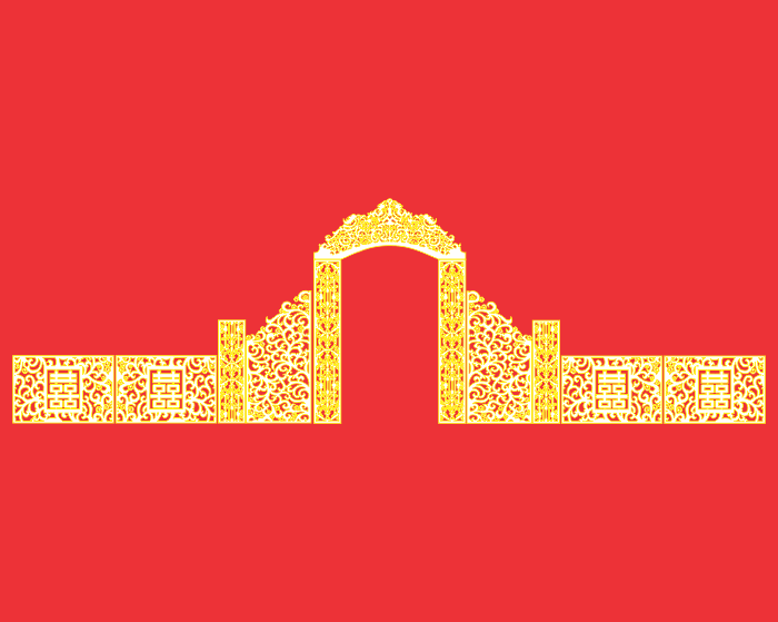 Elegant Chinese Wedding Arch Vector for Laser Cutting