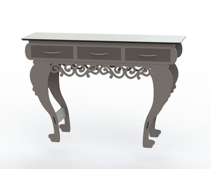 Elegant Console Table with Three Drawers Laser Cut Vector File