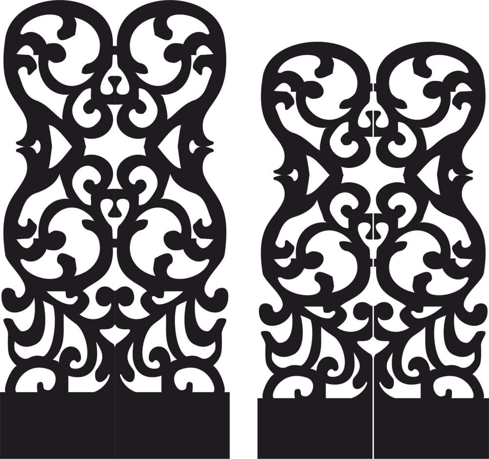 Elegant Decorative Folding Screen Vector File for Laser Cutting