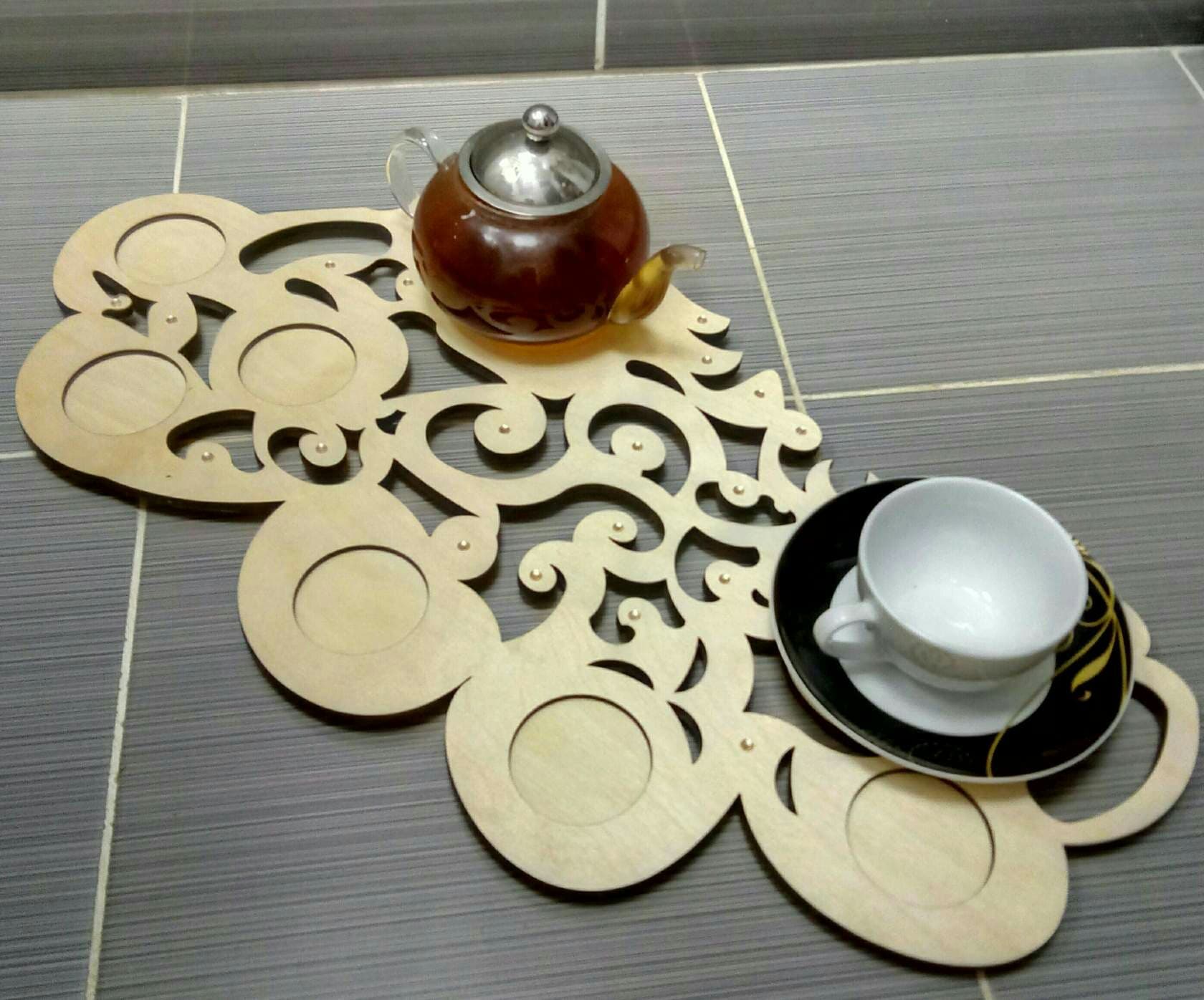 Elegant Decorative Serving Tray Laser Cut Vector File (DXF)