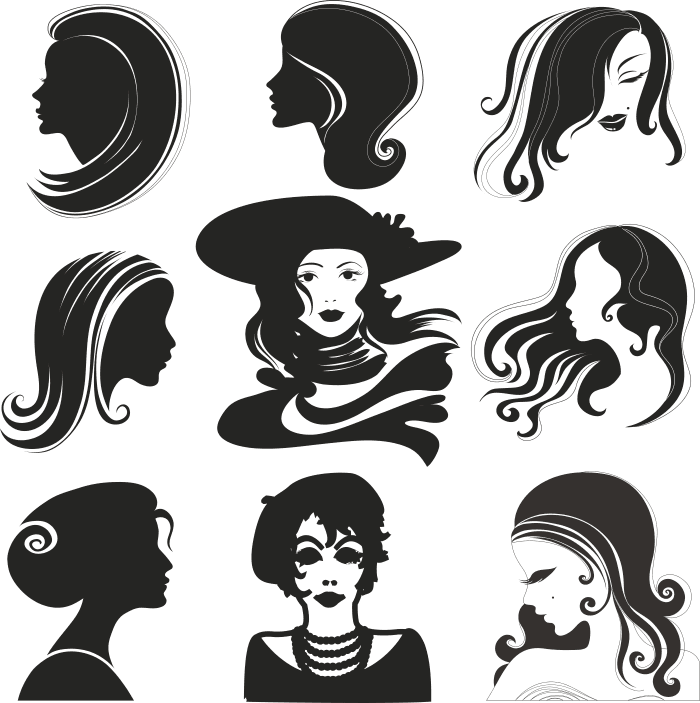 Elegant Female Silhouettes Vector Collection for Laser Cutting