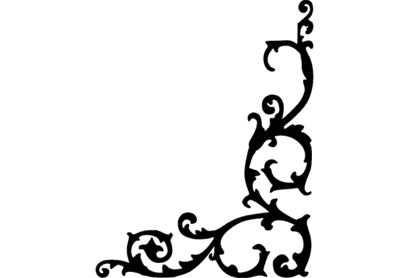 Elegant Filigree Corner Scroll Vector Design DXF File