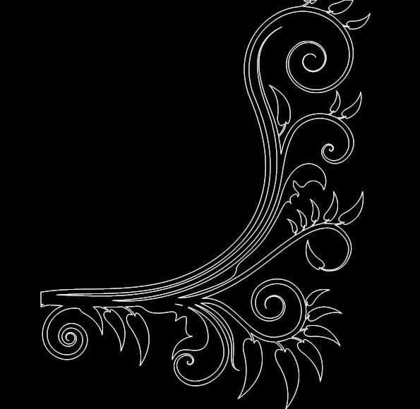 Elegant Floral Corner Scroll Vector for Laser Cutting DXF