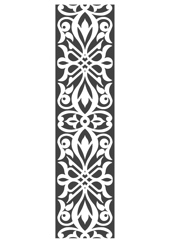 Elegant Floral Damask Border Vector for CNC Laser Cutting (DXF)