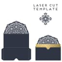Elegant Floral Lace Wedding Invitation Laser Cut Template