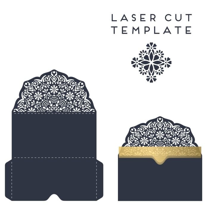 Elegant Floral Lace Wedding Invitation Laser Cut Template