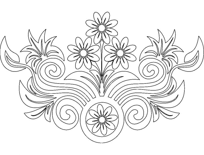 Elegant Floral Ornament Vector Design DXF File
