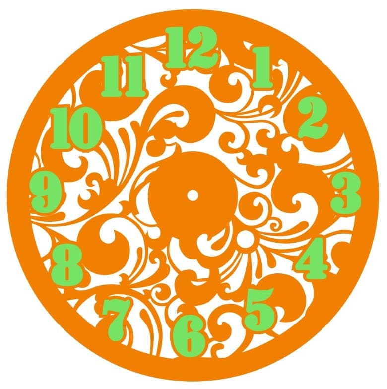 Elegant Floral Wall Clock Laser Cut Vector File