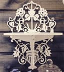 Elegante Estante de Pared Floral para Corte Láser