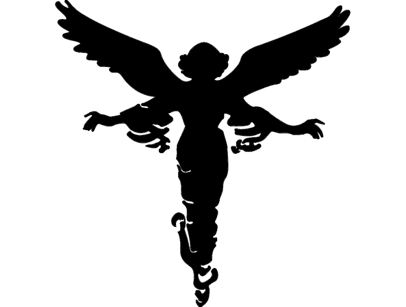 Elegant Flying Angel Silhouette Vector DXF File
