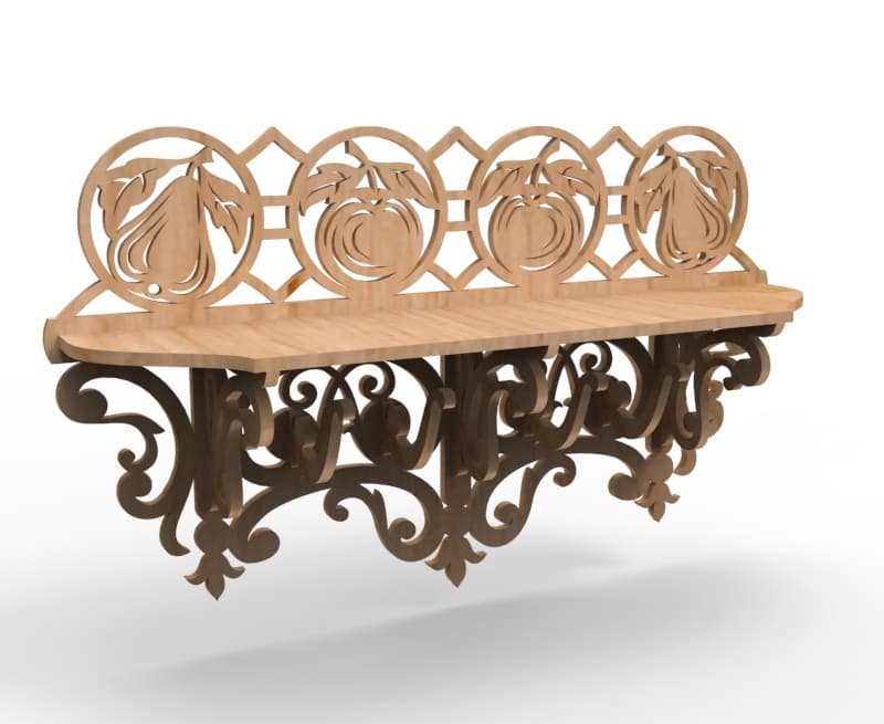 Elegant Fruit Motif Wall Shelf Vector for Laser Cutting