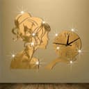 Reloj de Pared con Silueta de Chica Elegante Vector para Láser