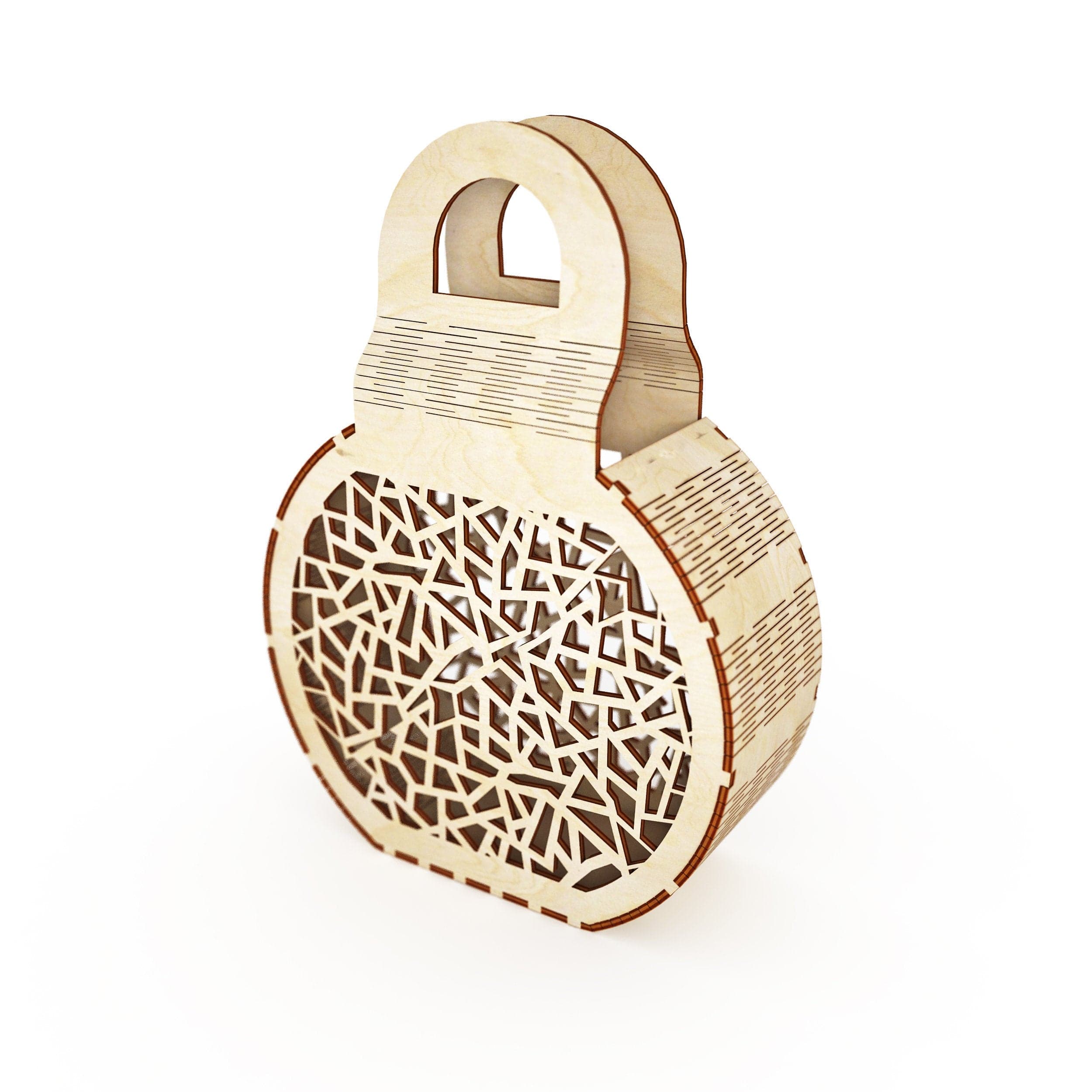 Elegant Laser Cut Geometric Wooden Clutch Bag Vector File