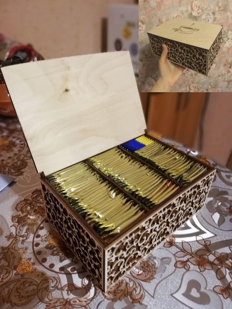 Elegant Laser Cut Tea Box Vector Template for CNC