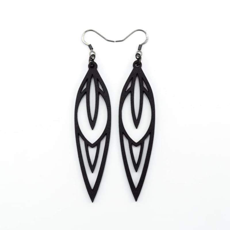 Elegant Leaf Drop Earrings Laser Cut Vector Design