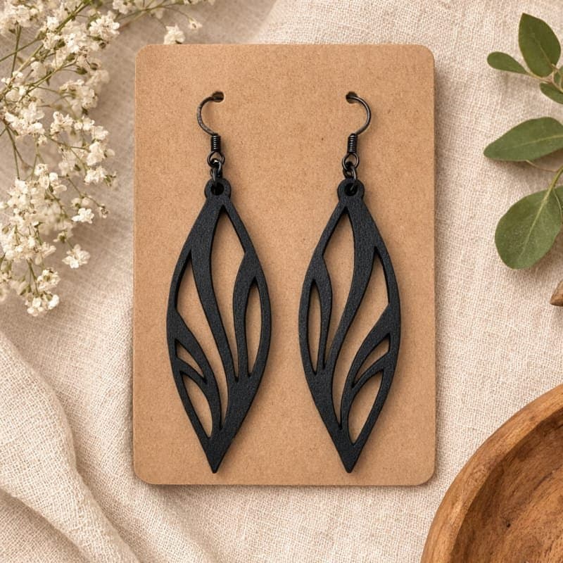 Elegant Leaf Motif Laser Cut Earrings Vector File