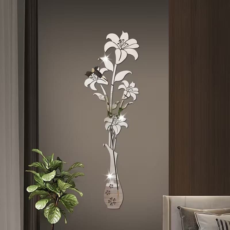 Elegant Lily Flower Vase Wall Decor Vector Laser Cut File