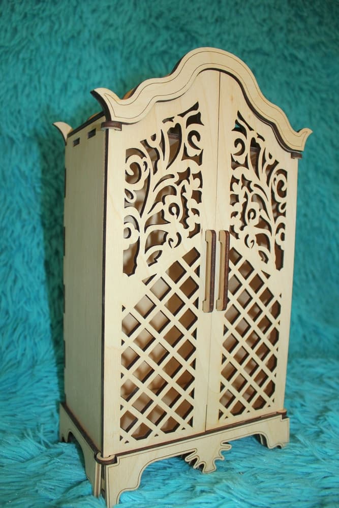 Elegant Miniature Dollhouse Wardrobe Laser Cut Vector File