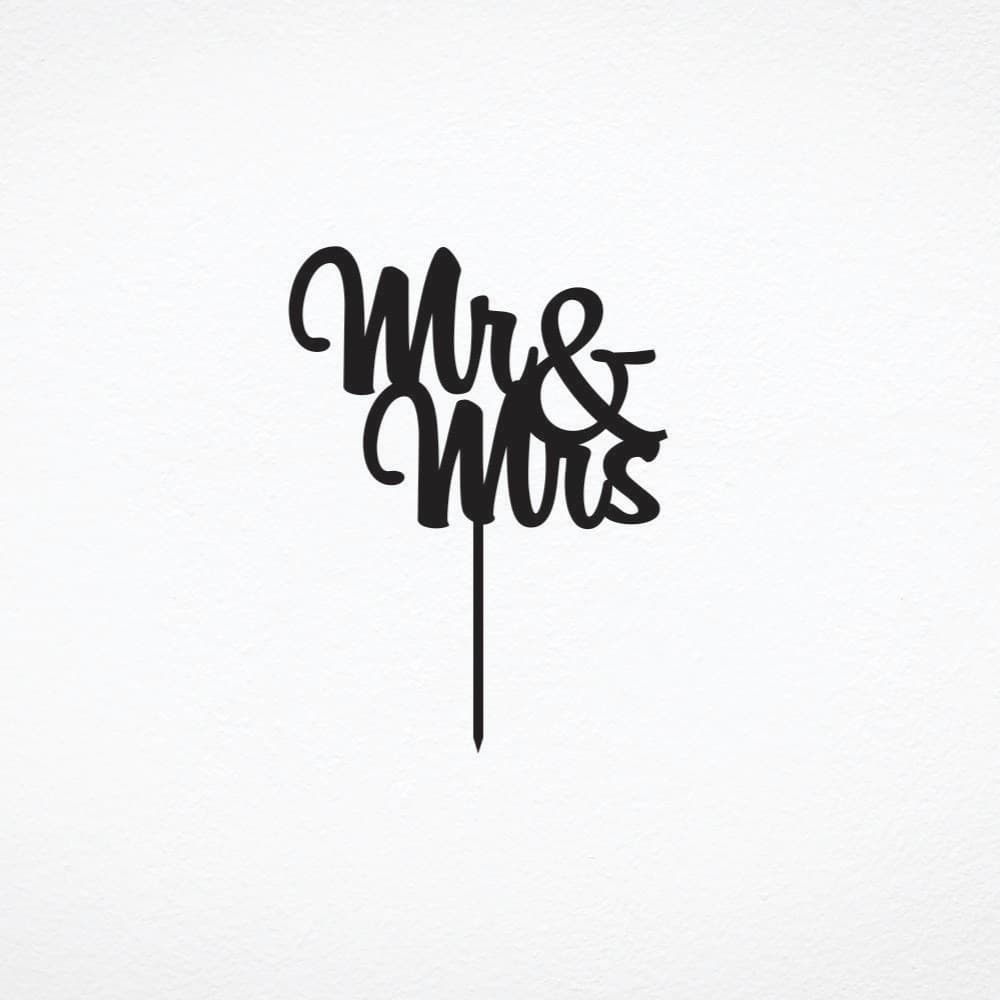 Elegant Mr & Mrs Wedding Cake Topper Vector Design
