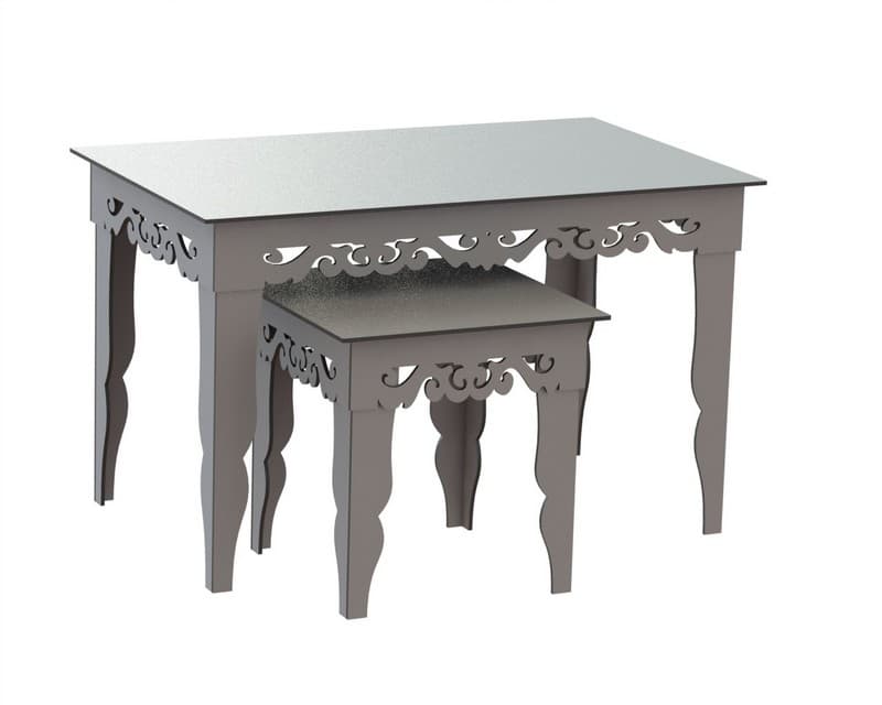 Elegant Nesting Tables Set Laser Cut Vector Plan