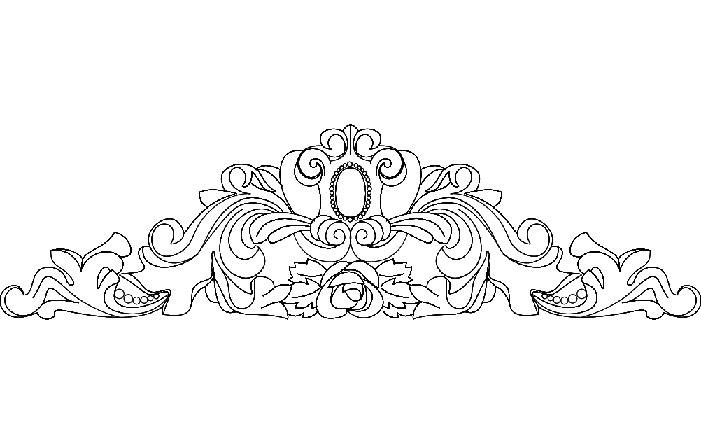 Pedimento Floral Ornamental Elegante Vetor DXF para CNC