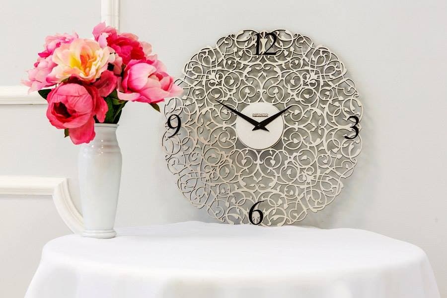 Elegant Ornate Floral Wall Clock Vector File for Laser Cutting