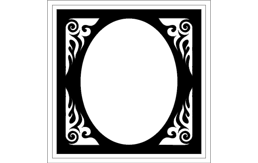 Elegant Oval Decorative Frame Vector Design DXF File