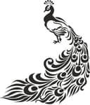 Diseño Vectorial de Silueta de Pavo Real Elegante para Corte Láser