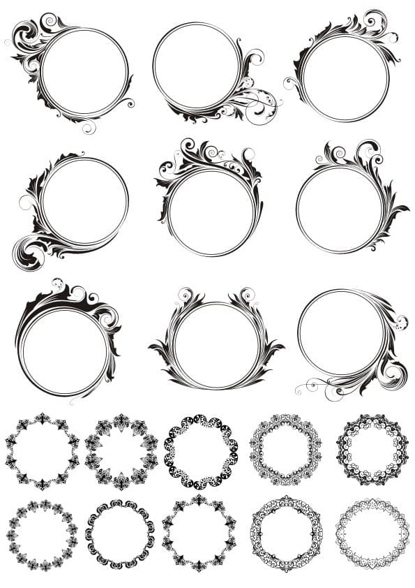 Elegant Round Decorative Frames Vector Collection for Laser Cutting