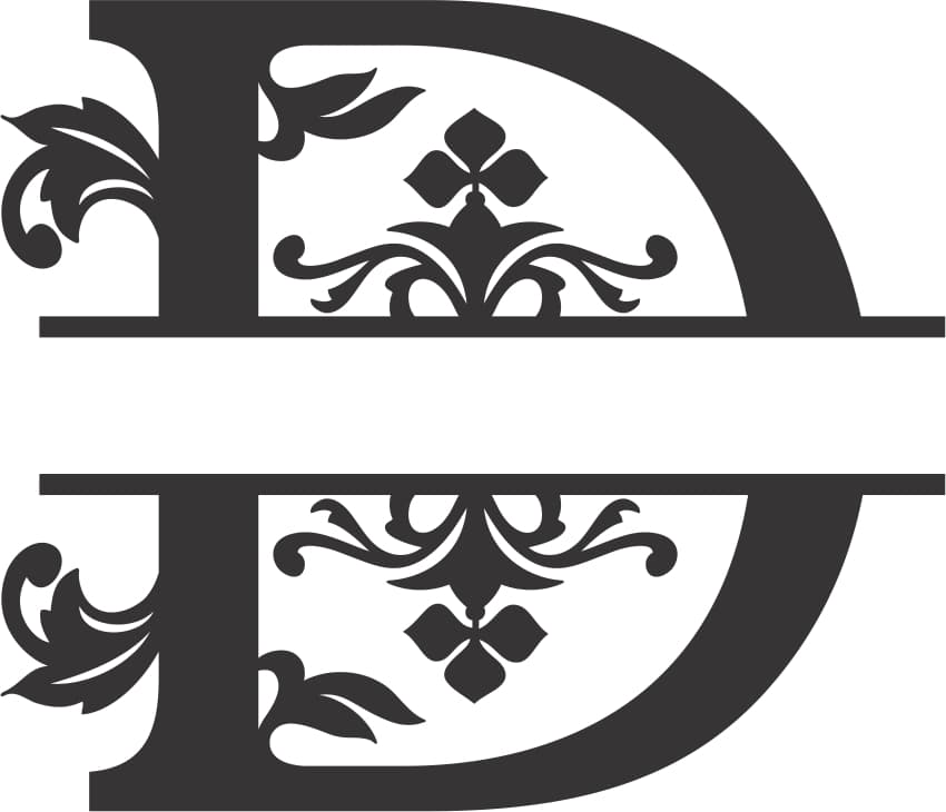 Elegant Split Letter D Monogram Vector File for CNC