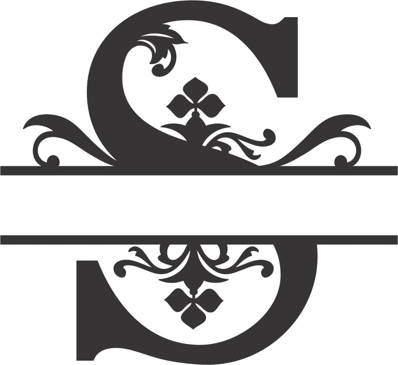 Elegant Split Monogram Letter S Vector - Free DXF File
