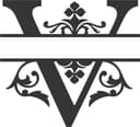 Elegant Split Monogram Letter V Vector File for Laser Cutting