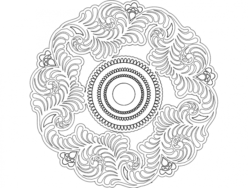 Elegant Swirl Mandala Laser Cut Vector File DXF