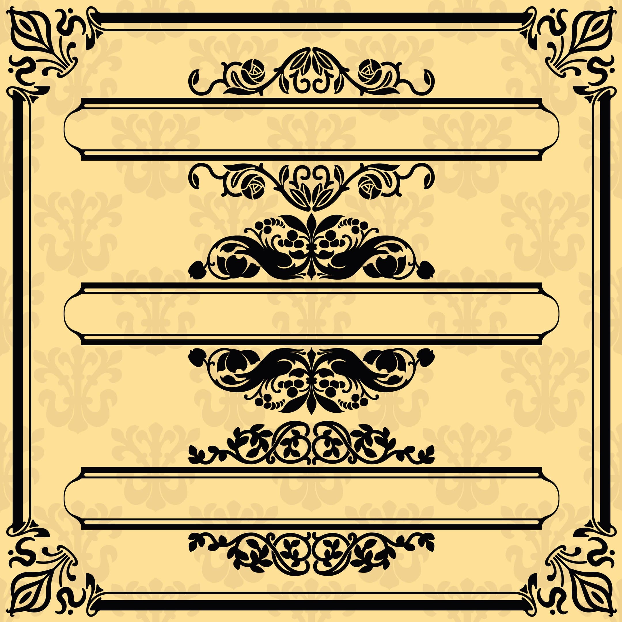 Elegant Victorian Decorative Borders and Frames Vector Set
