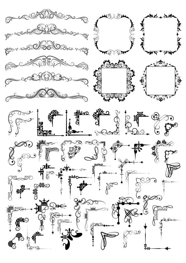Colección de Ornamentos Vintage y Esquinas Decorativas en Vector