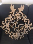 Monograma de Casamento Elegante com Pombas Vetor Laser Cut